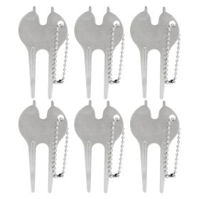 6Pcs Golf Green Divot Tool Portable Zinc Alloy Lawn Repairing Fork Ball Marker Accessory (Option: as picture)