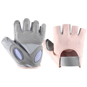 1 Pair Training Gloves Non-slip Fingerless Palm Protector Unisex Sweat-wicking Ridding Gloves for Outdoor Sports (Color: pink, size: L)