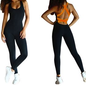Women Sports YOGA Workout Gym Fitness Jumpsuit (Color: orange, size: XXL)
