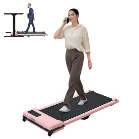 Walking Pad with Quiet 2.0 HP Brushless Motor, Countdown Modes, Spacious Running Area, 220 lbs Weight Capacity for Home or Office Workouts (Main Color: Pink, Main Material: ABS+Steel(Q235))