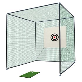 10X10X10FT Golf Practice Net Cage w/ Metal Frame Hitting Net Kit Indoor Outdoor (Color: as Pic)