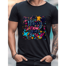 2025 New Year Cotton T-Shirt for Men - Stylish & Comfortable Short Sleeve Tee for All Seasons (Style: 23)