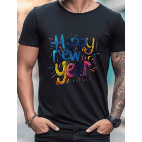 2025 New Year Cotton T-Shirt for Men - Stylish & Comfortable Short Sleeve Tee for All Seasons (Style: 33)