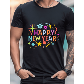 2025 New Year Cotton T-Shirt for Men - Stylish & Comfortable Short Sleeve Tee for All Seasons (Style: 47)