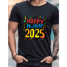 2025 New Year Cotton T-Shirt for Men - Stylish & Comfortable Short Sleeve Tee for All Seasons (Style: 58)
